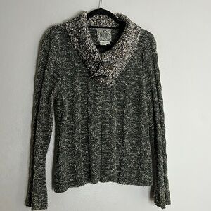 Anthropologie CURIO cable knit cardigan sweater fold over collar large women’s